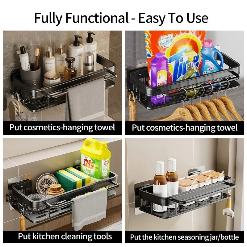 No-Drill Adhesive Kitchen Sponge & Organizer Rack | Aluminum