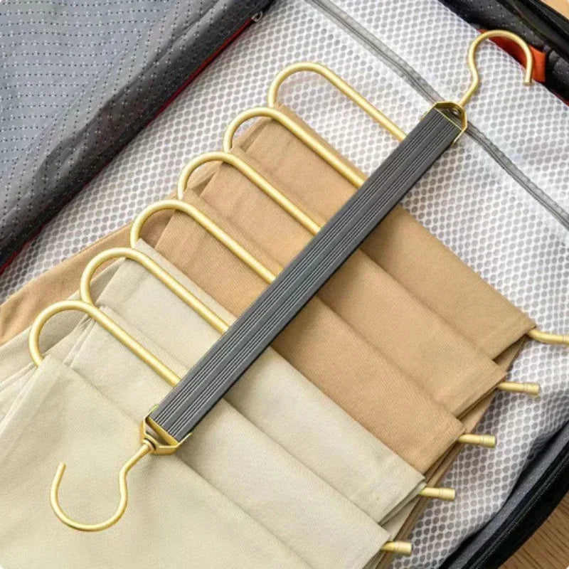 6-in-1 Foldable Pants Hanger – Space-Saving Closet Organizer