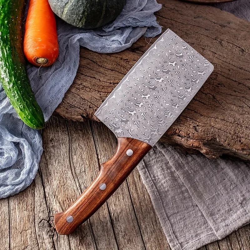 CMGF Damascus Steel Kitchen Knife – BBQ Meat & Veg Cleaver