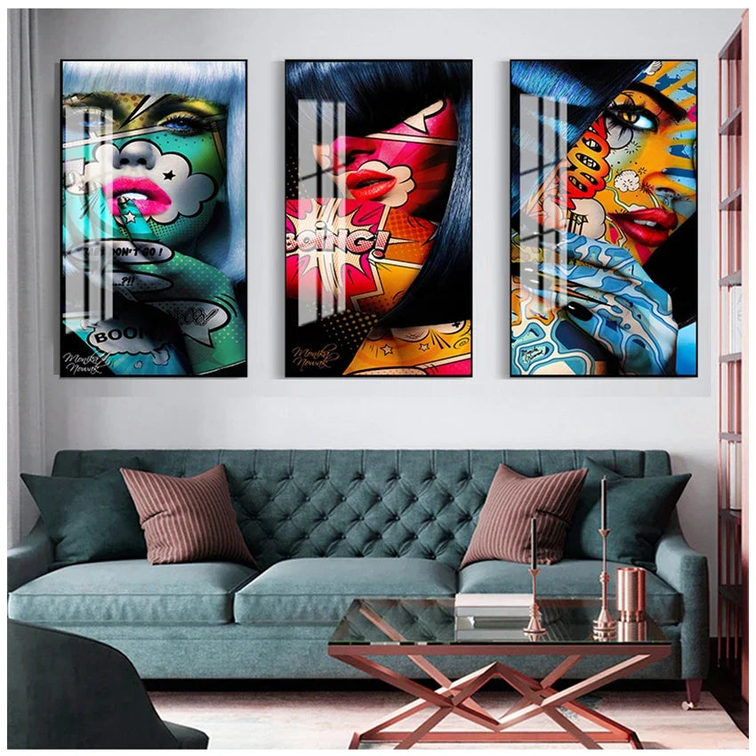 Graffiti Women Portrait Canvas Wall Art | Modern Unframed Poster
