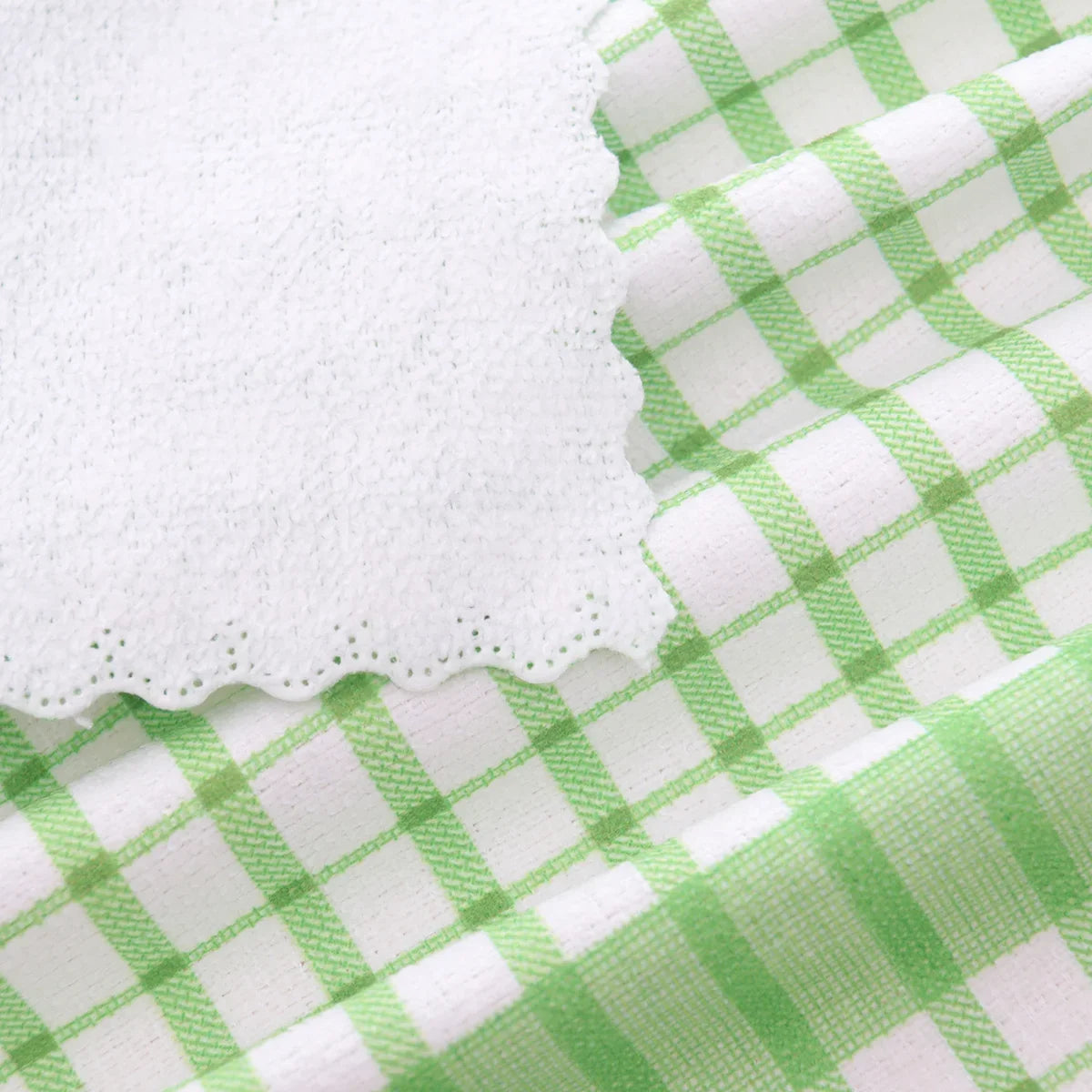 Modern Printed Checkered Dish Towels Scouring Pads Kitchen Soft