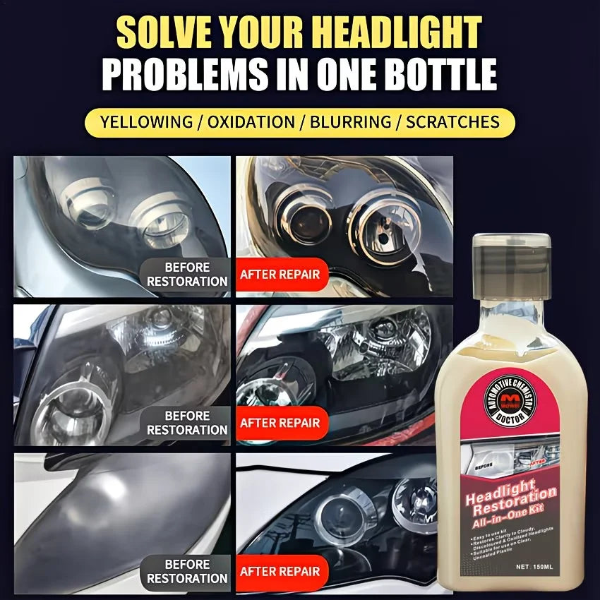 Car Headlight Restoration Kit – Polish & Lens Cleaner 150ml
