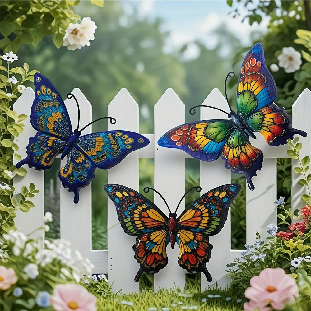3-Piece Metal Butterfly Iron Wall Art – Indoor & Outdoor Decor