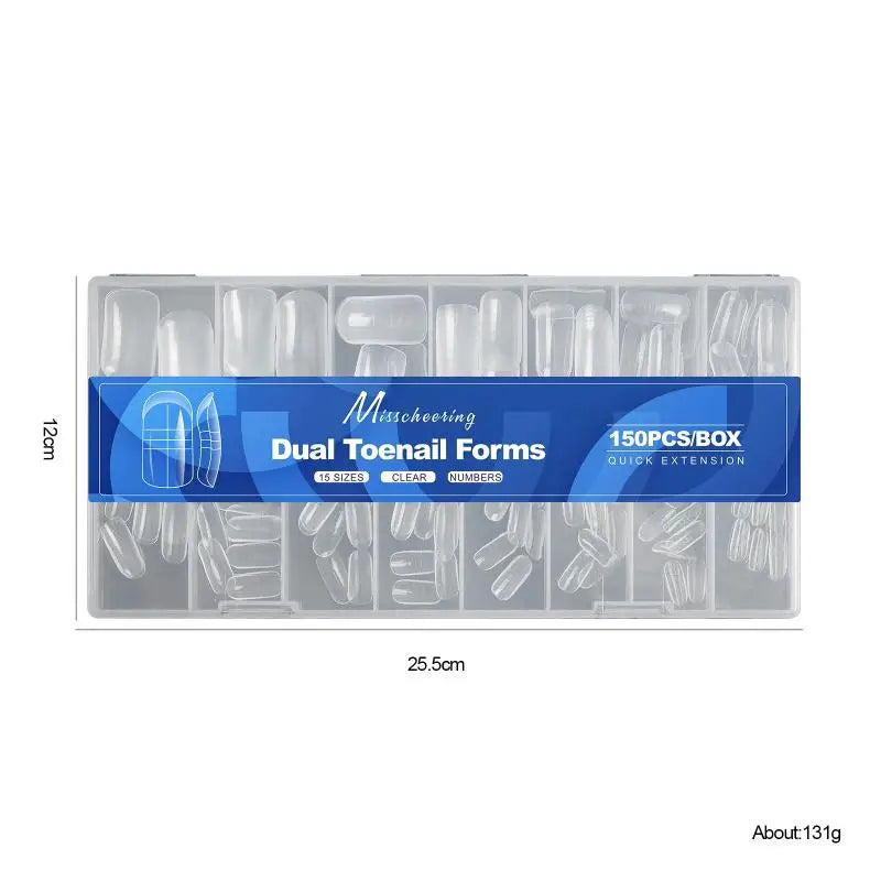 150-Piece Full Cover Toenail Extension Molds – 15 Sizes