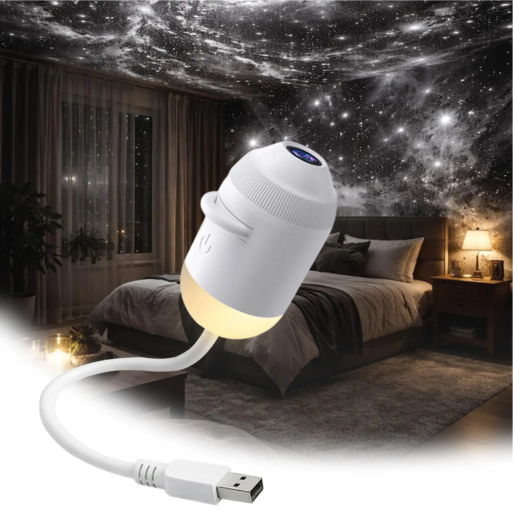 Mini Galaxy Star Projector Night Light – 24 Themes & 360°