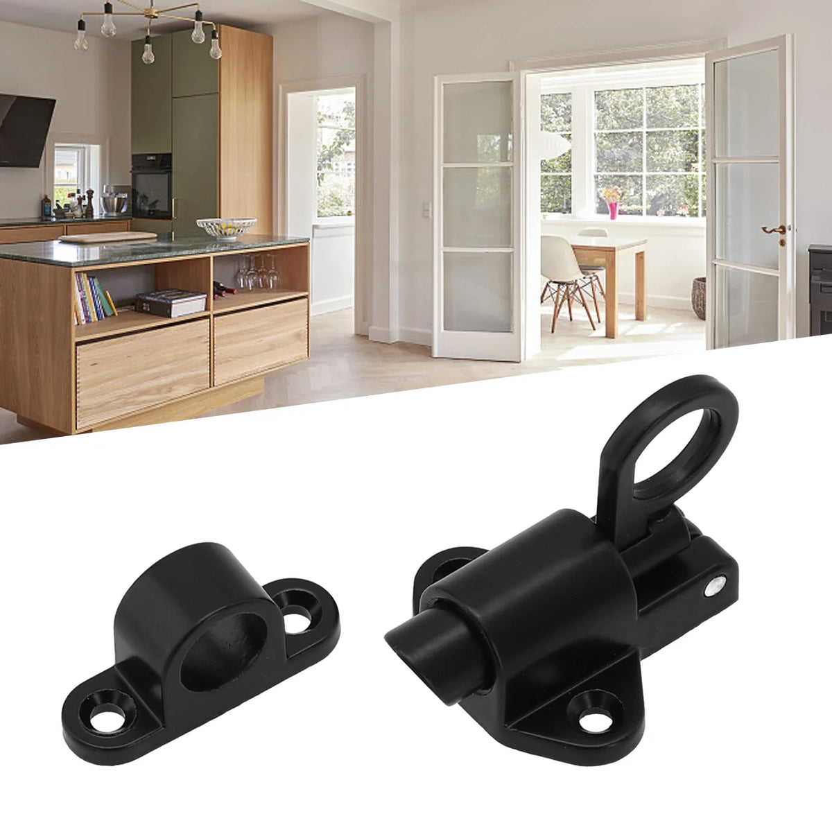 Aluminum Spring Bolt Latch Lock for Doors & Gates | Black/White