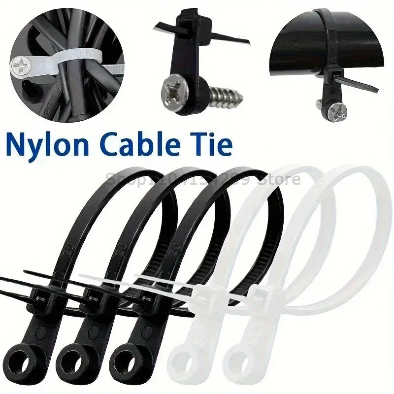 Nylon Screw Hole Cable Ties | Reusable Self-Locking Zip Ties
