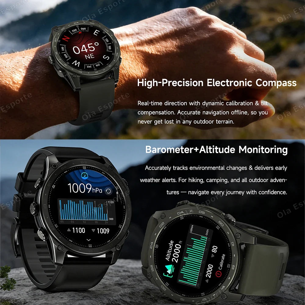 HW12 Military Smart Watch | AMOLED, Bluetooth Call, 530mAh
