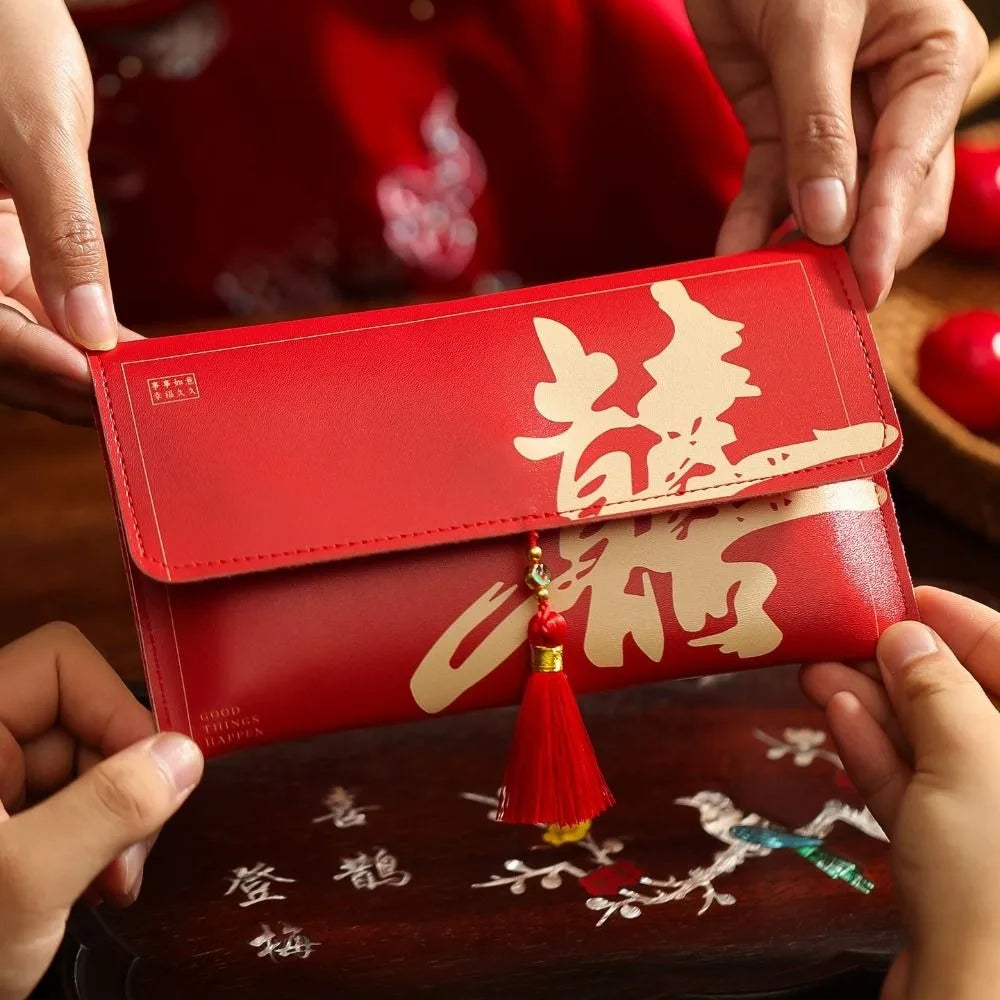 Chinese New Year Red Envelope Hongbao | PU Leather & Cloth