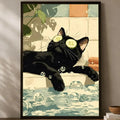 Fun Bathroom Animals Self-Stick PVC Wall Art Poster | Waterproof