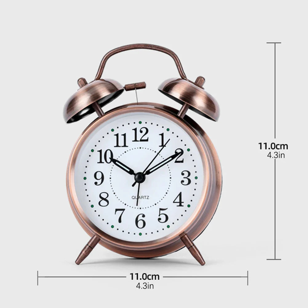 Vintage Twin-Bell Alarm Clock | Silent Sweep & Night Light