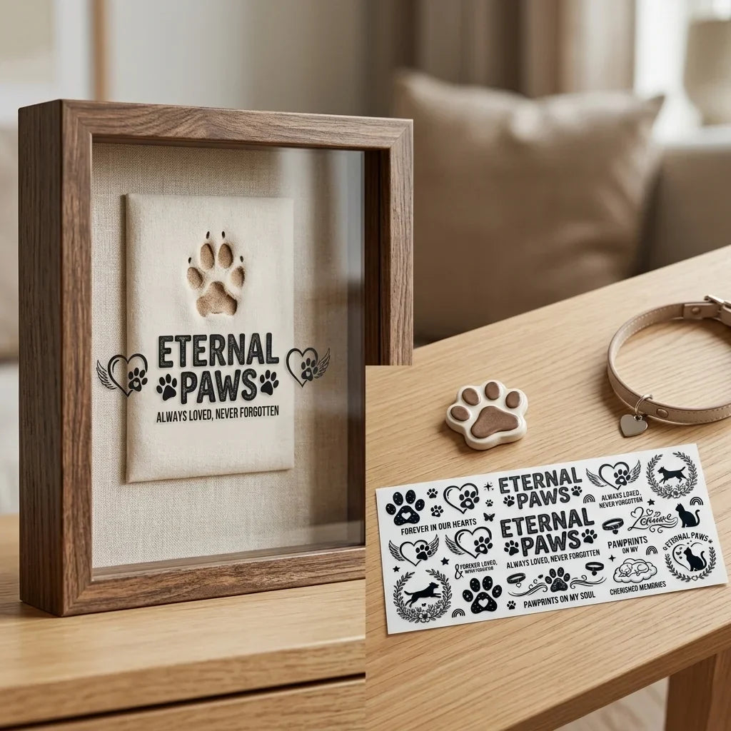 Pet Memorial UV Transfer Stickers | Paw Print Waterproof Decals