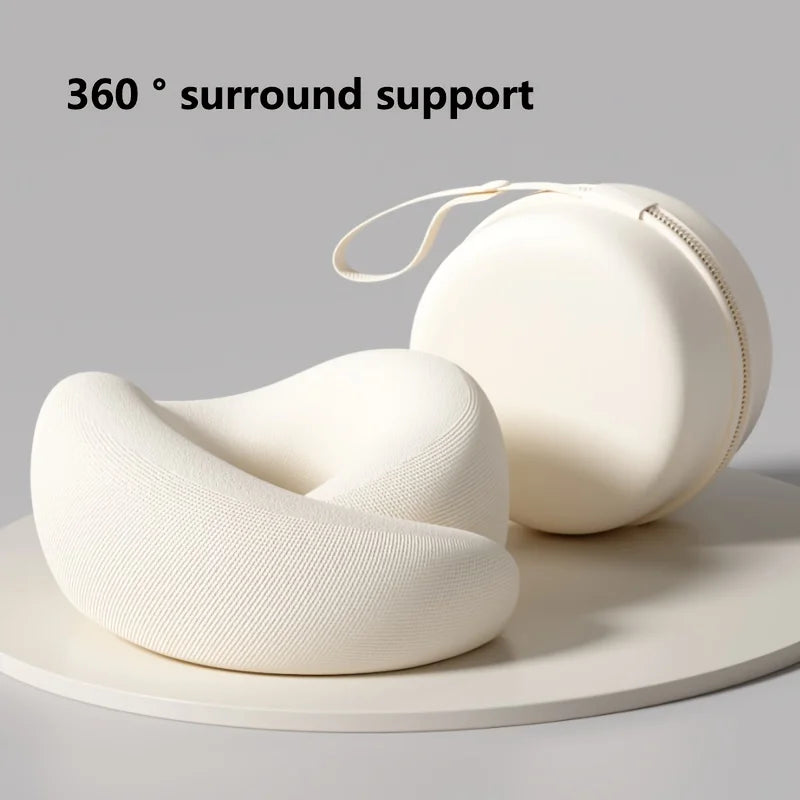 U-Shaped Memory Foam Travel Neck Pillow with Storage Box
