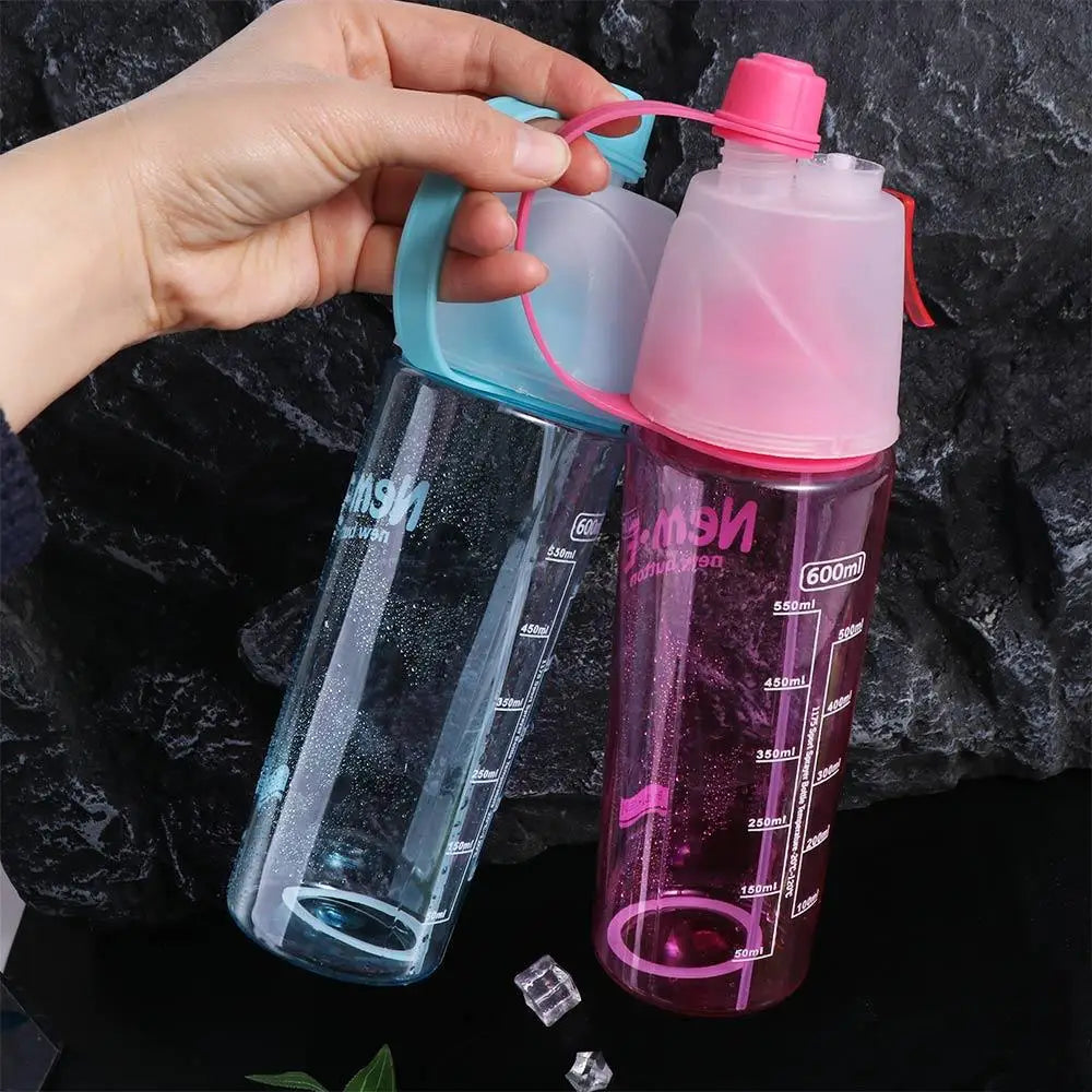 600ml Spray Water Bottle with Straw | Leak-Proof Sports Cup