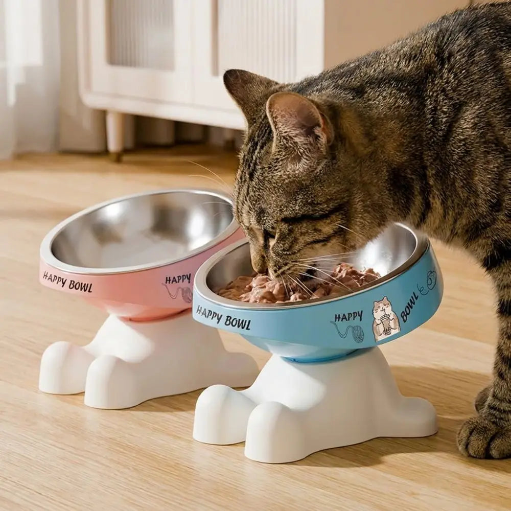 Elevated Stainless Steel Cat Bowl | Non-Slip Anti-Tip Base