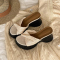 Women's Woven Platform Wedge Sandals – Open Toe Slides