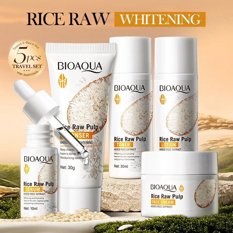 BIOAOUA Rice Extract 5-Piece Brightening Skincare Set
