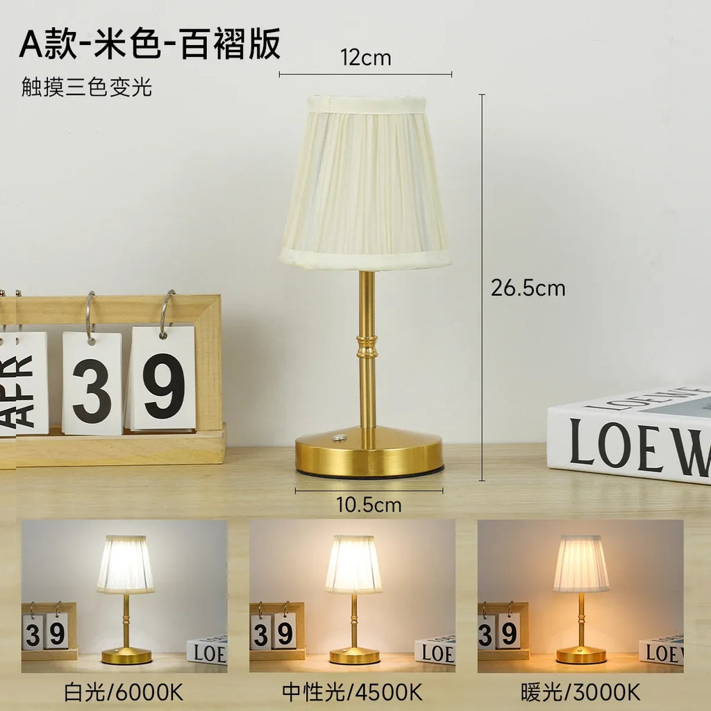Wholesale French Fabric Bedside Lamps Creative Retro Charging Table