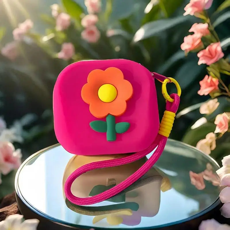 Flower Silicone Mini Wallet & Coin Purse with Lanyard | Waterproof