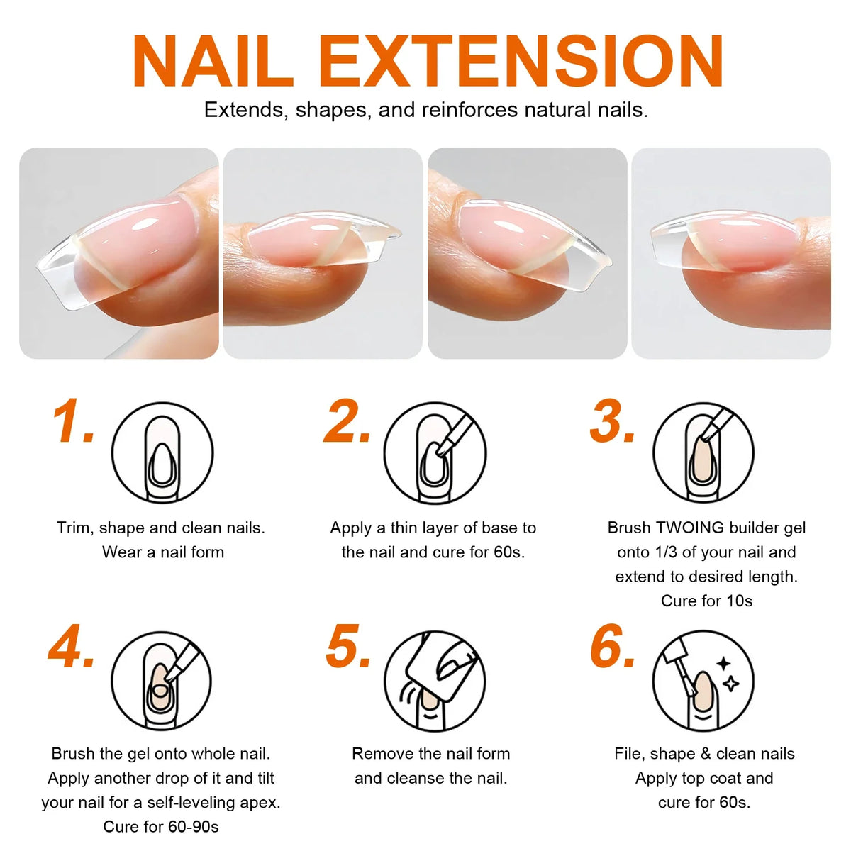 TWOING Professional Builder Gel UV Hard Nail Strengthen Quick