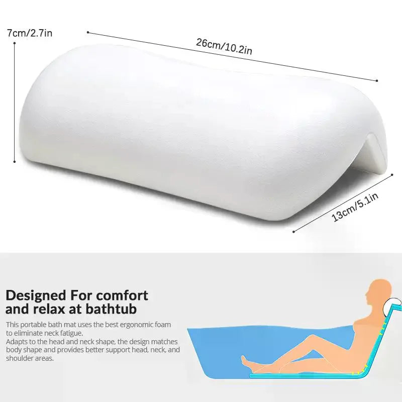 BPA-Free Bathtub Headrest Pillow | Waterproof Suction Cup Spa