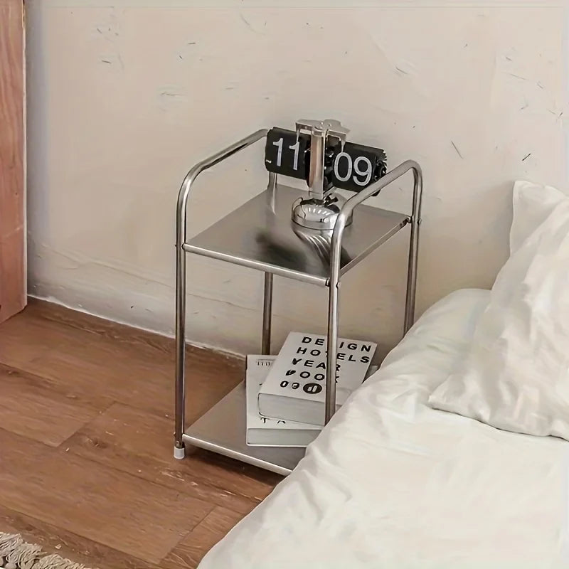 Modern Stainless Steel Side Table & Nightstand Shelving Unit