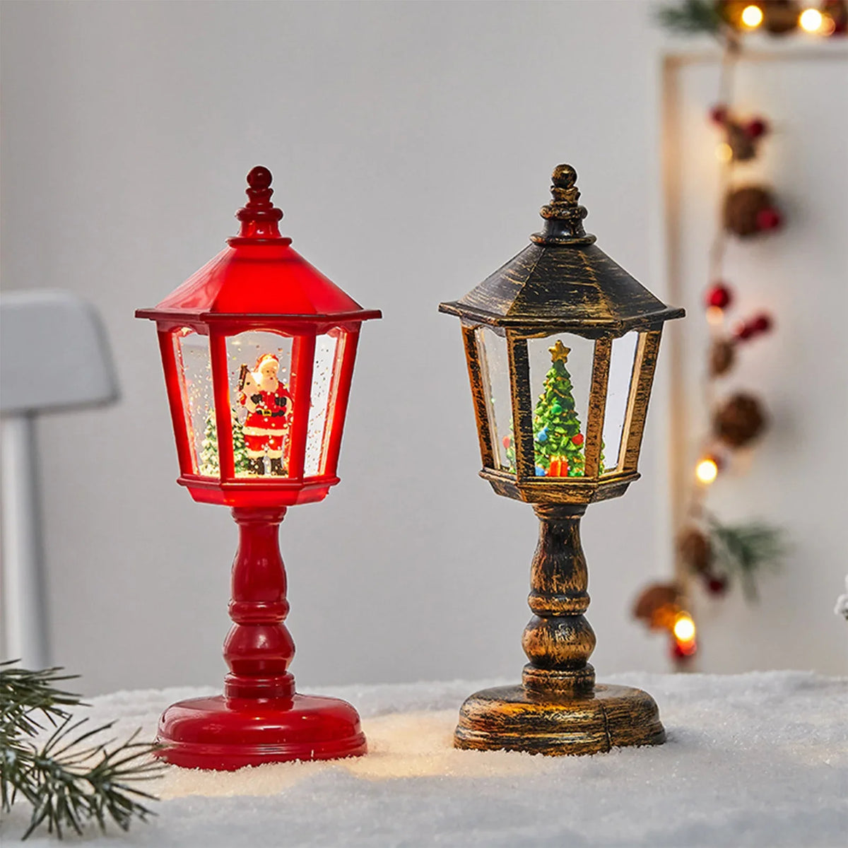 Christmas Snow Globe Lamp with Music & LED Light – Santa Scene