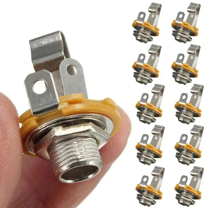 10-Pack Electric Guitar Input Jack 1/4" Mono Socket Nut & Washer