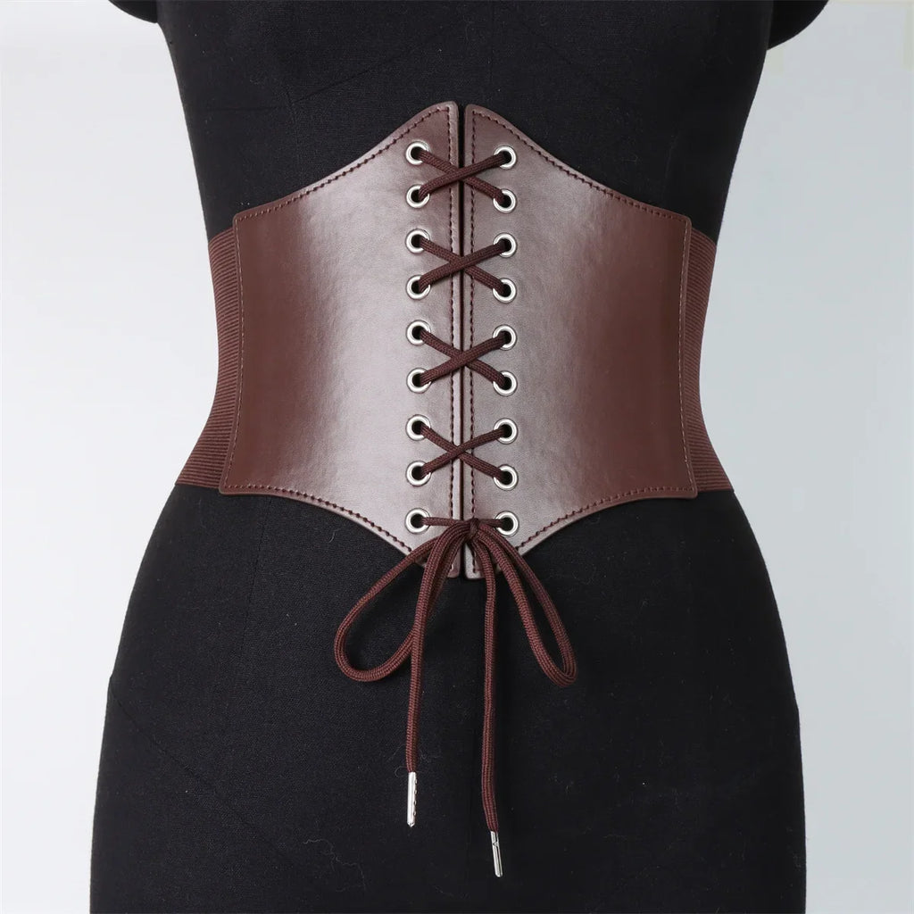 Faux Leather Corset Women Lace Up Sexy Body Shapewear Goth Clothing