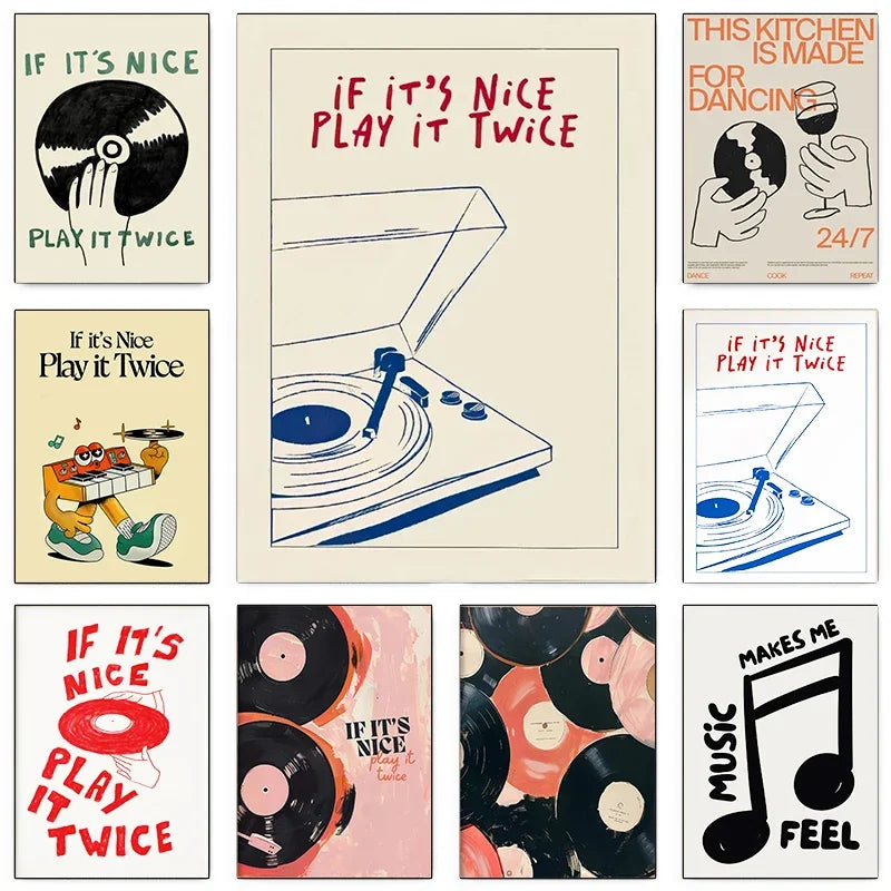"If It's Good, Play It Twice" Music Canvas Wall Art Print