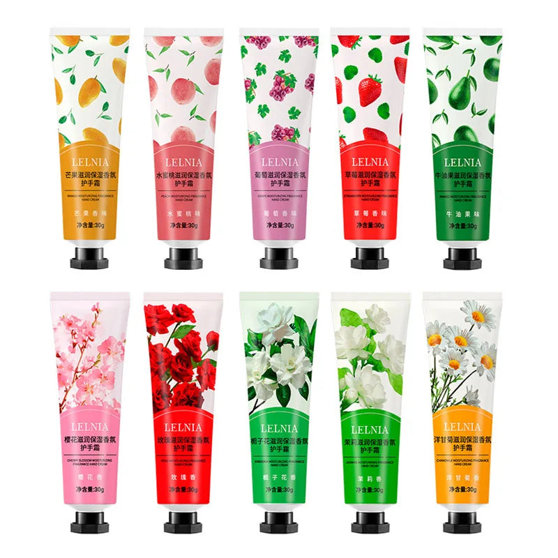 10-Piece Fruity Floral Hand Cream Set – Moisturizing & Nourishing