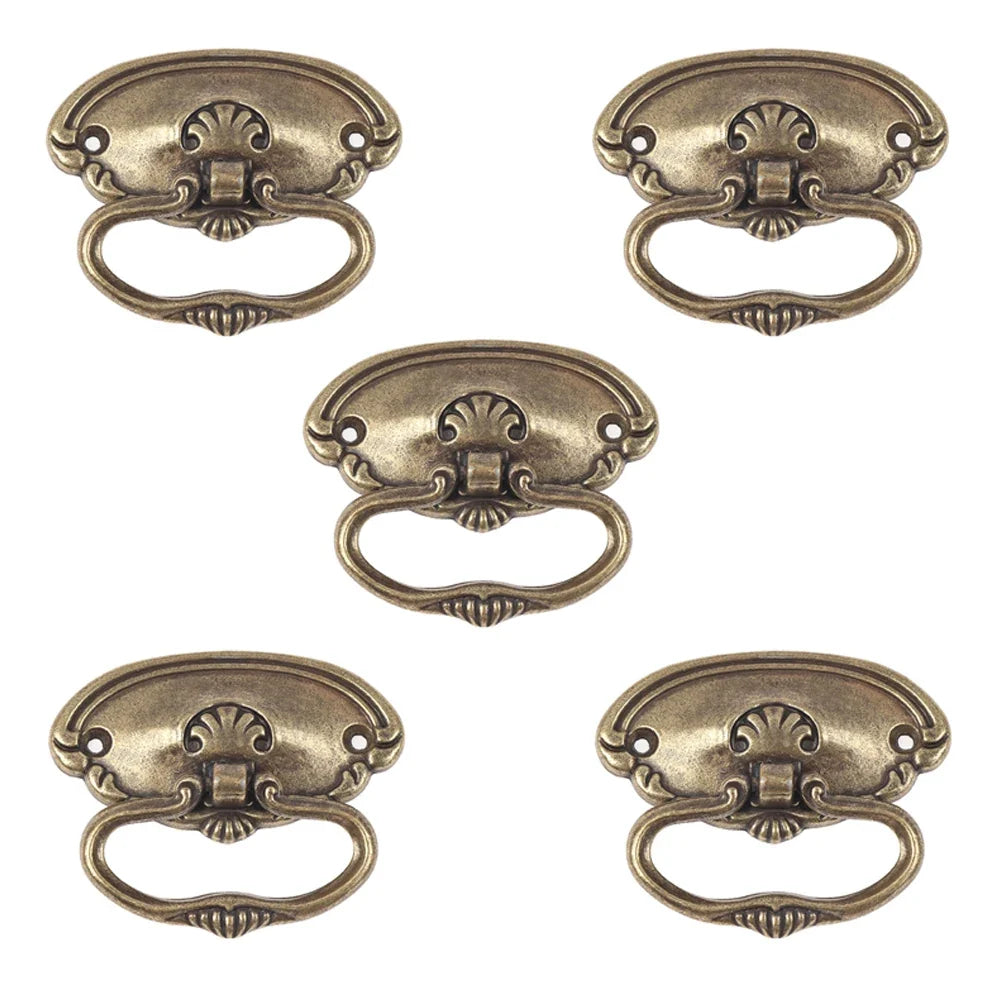 5-Pack Retro Bronze Cabinet Drawer Handles | Vintage Zinc Alloy