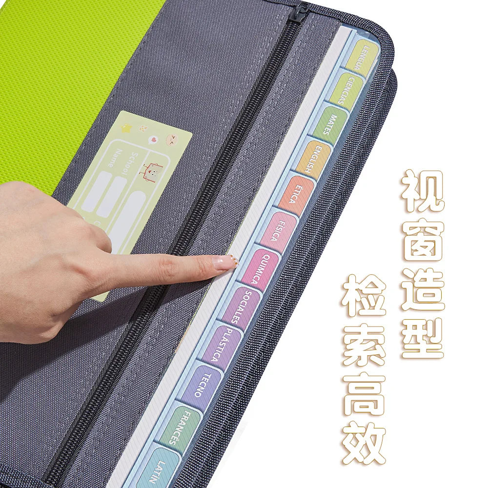 13 Pocket Accordion File Organizer with Zipper & Pencil Pouch