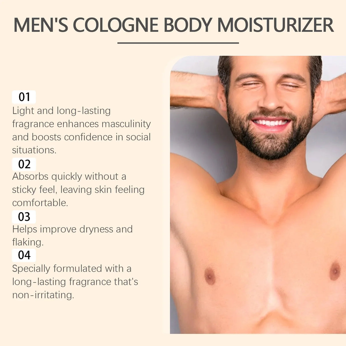 Men's Collagen Body Moisturizer – Woody Scent, Non-Greasy Lotion