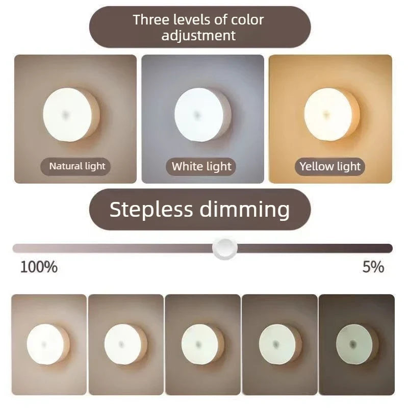 USB Rechargeable LED Night Light – Touch Sensor Magnetic Wall Lamp