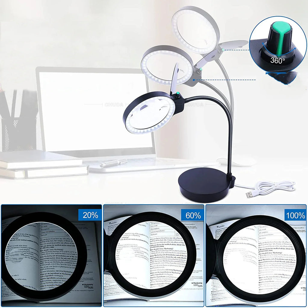 LED Illuminated Magnifying Desk Lamp – 36 LED USB Magnifier