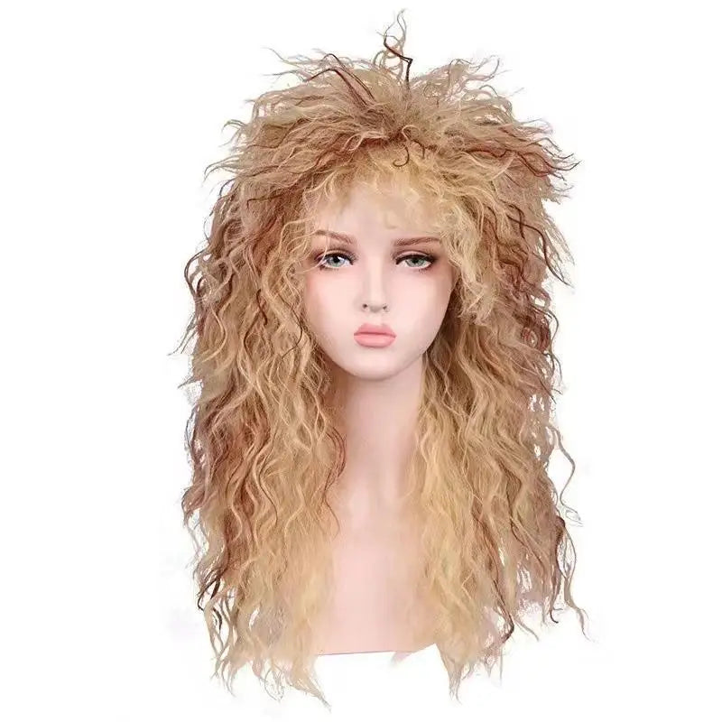 80s Rocker Mullet Wig – Long Curly Cosplay Wig for Men