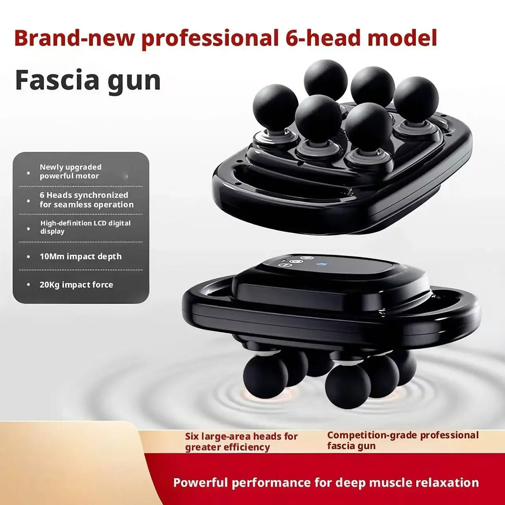 6-Head Percussion Massage Gun | Full Body Muscle Massager
