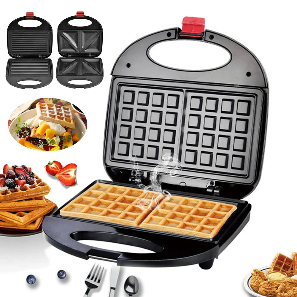 750W Non-Stick Sandwich & Waffle Maker Press | Countertop