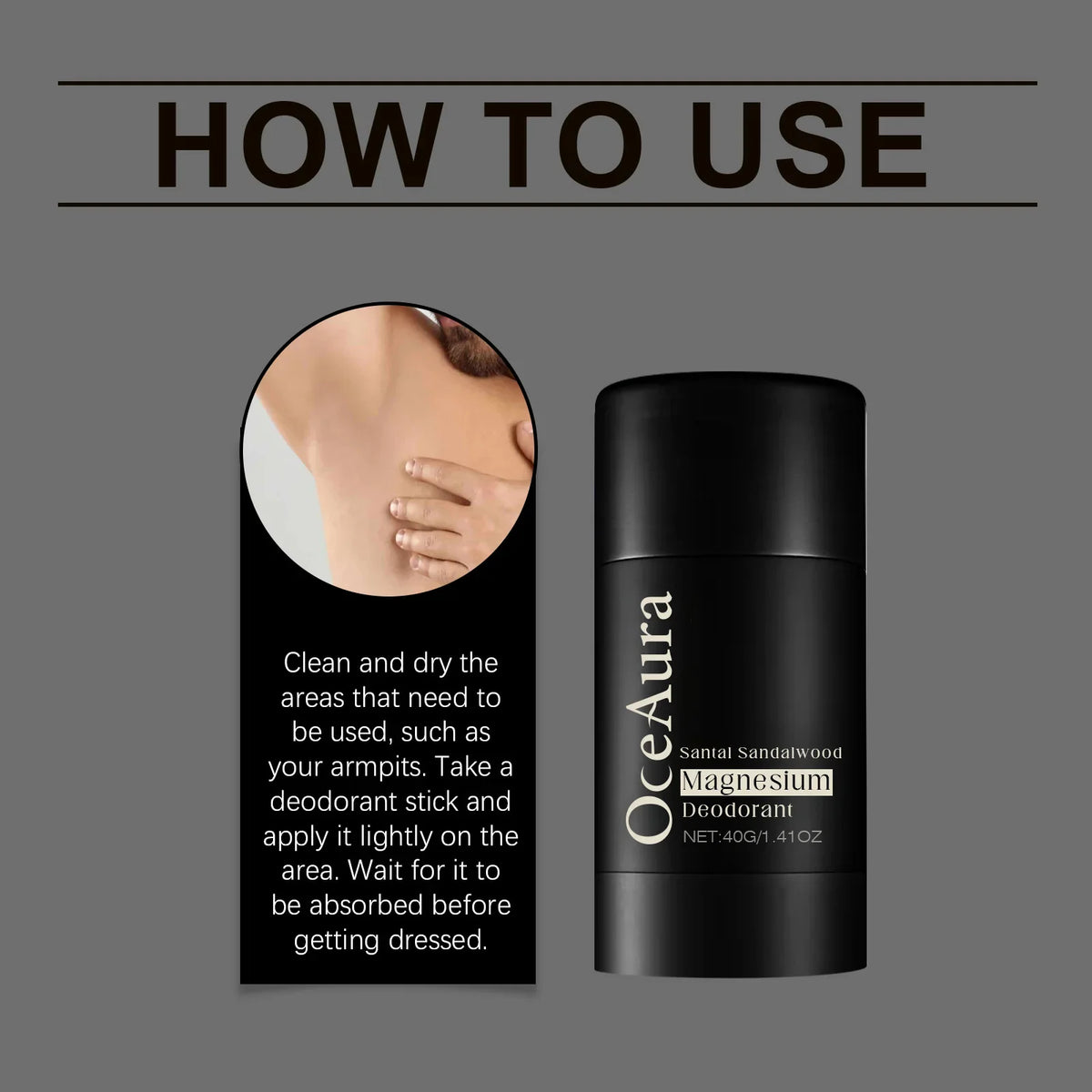 OceAura Sandalwood Deodorant Stick | Aluminum Free, 40g