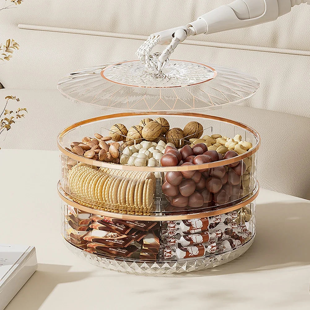 Rotatable Stackable Fruit & Candy Serving Tray with Lid