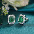 Huitan Green Cubic Zirconia Stud Earrings | Geometric Fashion