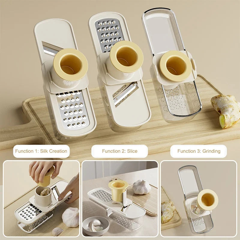 3-in-1 Garlic Chopper Press & Grinder | Mini Kitchen Tool