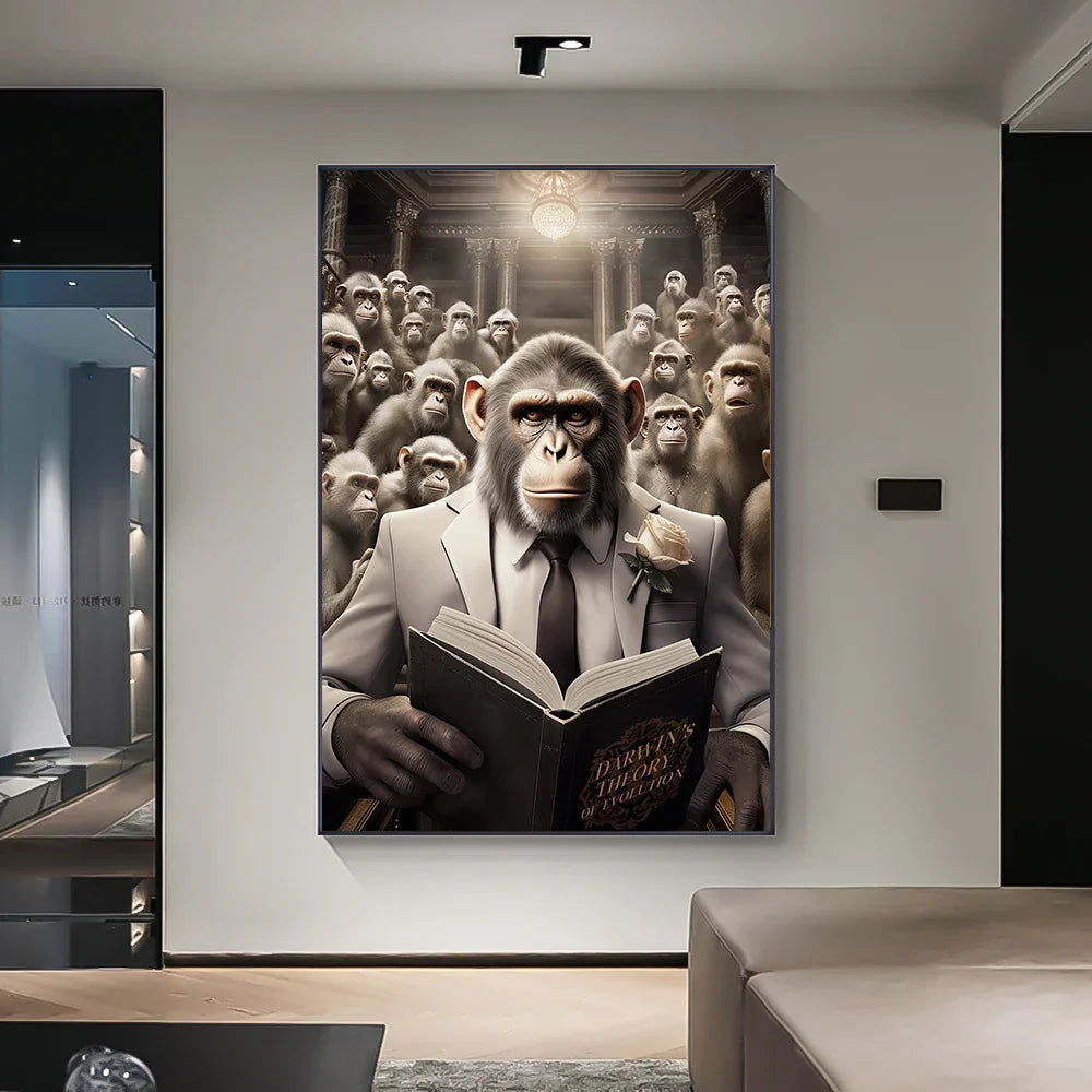 Nordic Gorilla Suit Abstract Canvas Wall Art | Modern Decor
