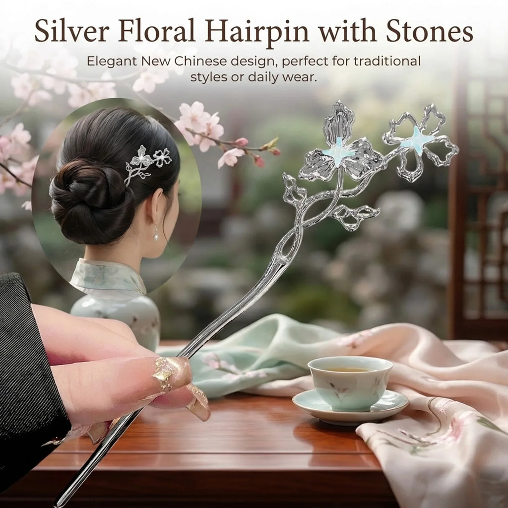 Chinese Style Flower Alloy Hairpin | Wedding Hair Stick
