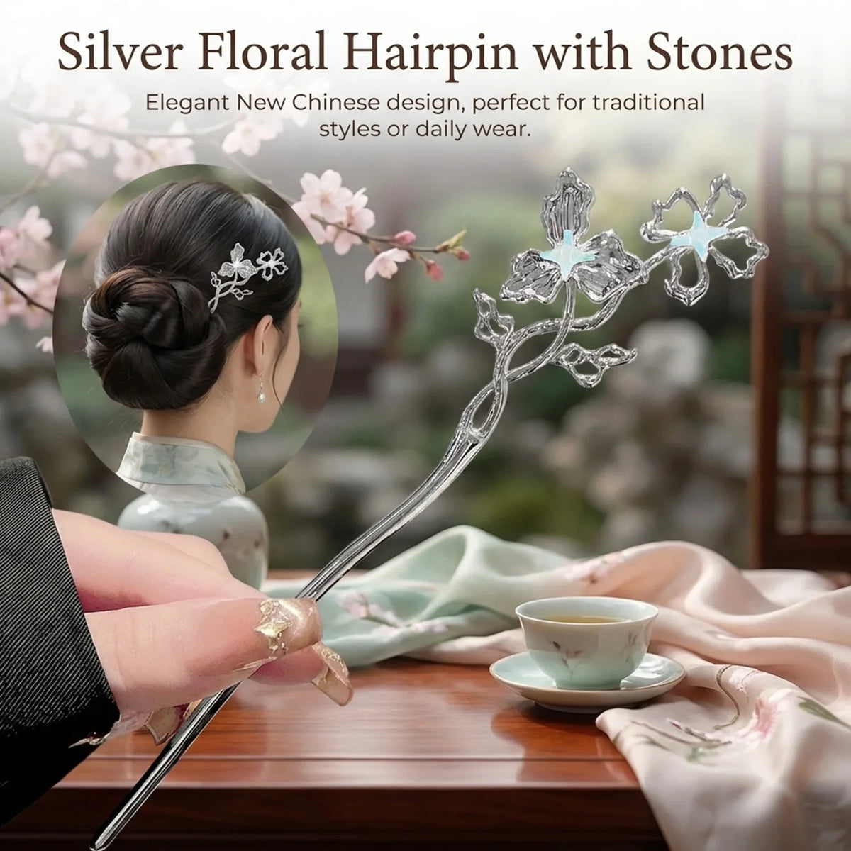 Chinese Style Flower Alloy Hairpin | Wedding Hair Stick