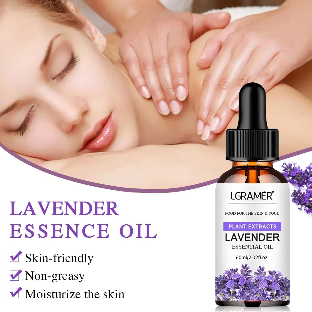 LGRAMER Lavender Essential Oil – Skin Care, Massage & Aroma