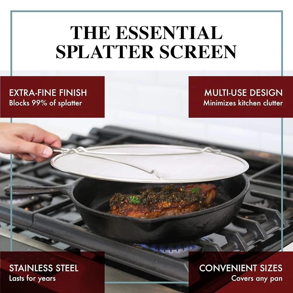 Stainless Steel Splatter Screen | Fine Mesh Oil Splash Guard