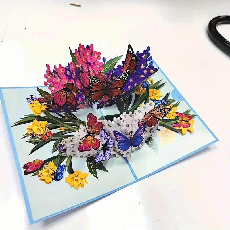 3D Pop-Up Greeting Card – Butterflies & Flowers | All Occasions