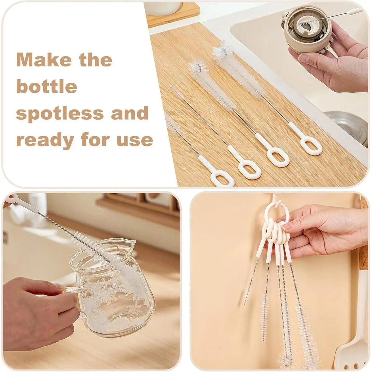 5-Piece Bottle Brush Cleaning Kit – Cup, Wine & Milk Bottle